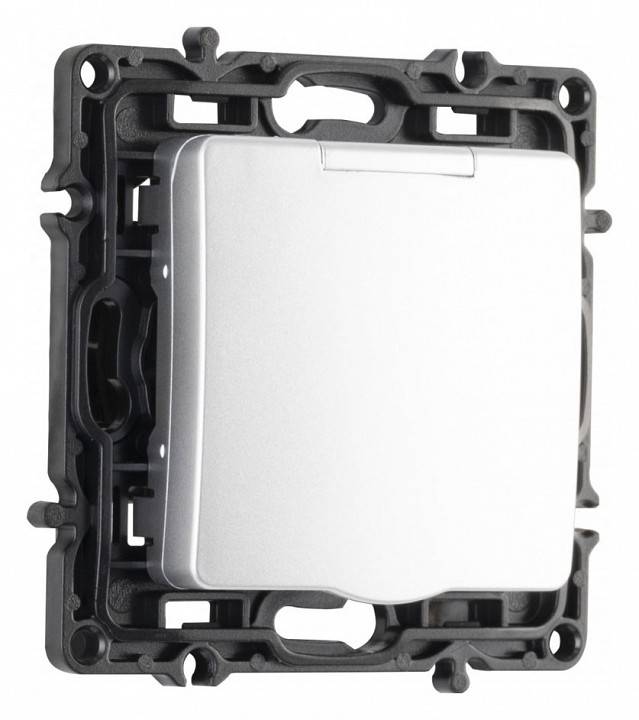 Розетка влагозащищенная с заземлением и со шторкой с крышкой Arte Milano am-217 217.41-1.silver