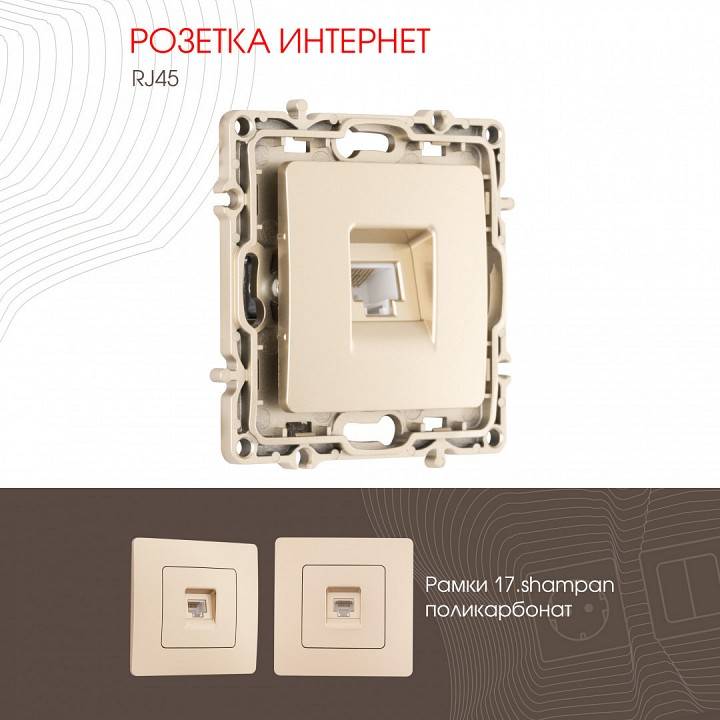 Розетка Ethernet RJ-45 без рамки Arte Milano am-217 217.45-1.shampan