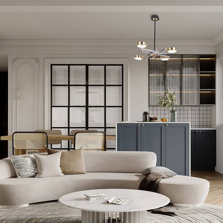 Люстра на штанге Arte Milano Ferrara 4 лампы светодиодная 271279/4 NI/GD