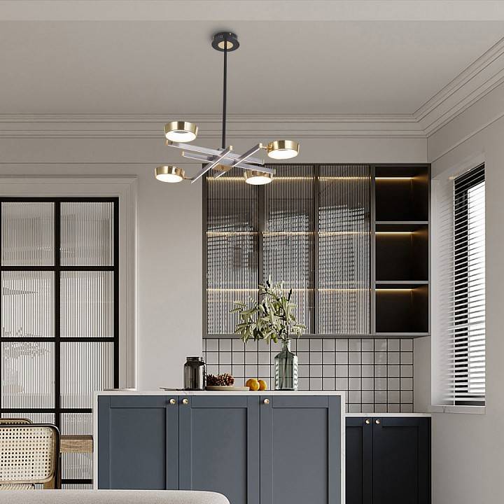 Люстра на штанге Arte Milano Ferrara 4 лампы светодиодная 271279/4 NI/GD