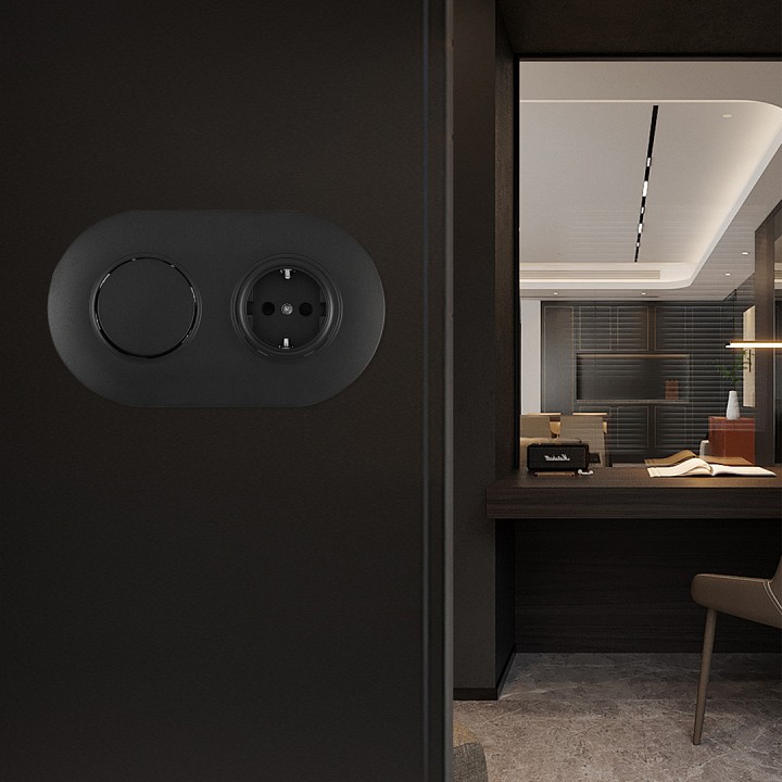 Блок с выключателями одноклавишными влагозащищенными Arte Milano SET08-2 SET08-2-40-1-30-1 black