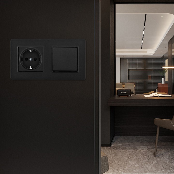 Блок с розеткой и выключателем Arte Milano SET16-2 SET16-2-40-1-30-1 black