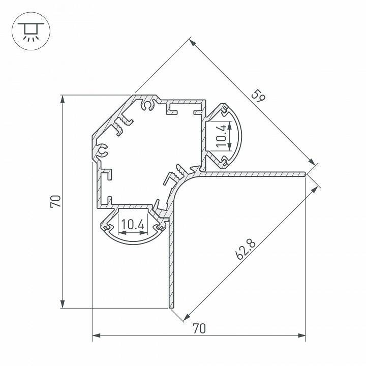 Профиль алюминиевый встраиваемый угловой внешний Arlight ARH-DECORE 034985