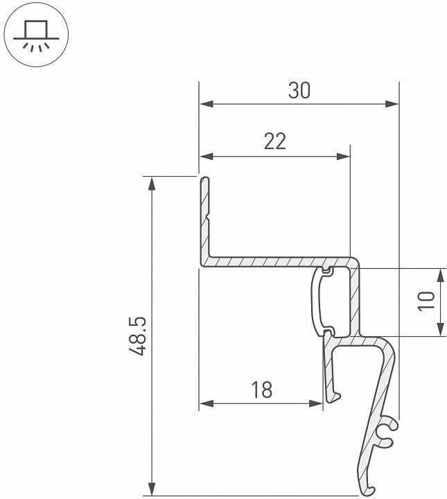 Профиль для контурной подсветки натяжного потолка Arlight STRETCH 042559(1)