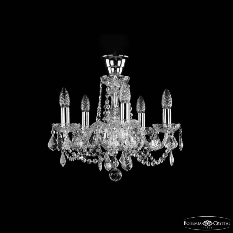 Подвесная люстра Bohemia Ivele Crystal 1402 1402/5/141 Ni Leafs Tube