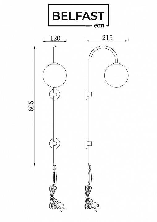 Бра Belfast Bryson 85043-1W BR MT