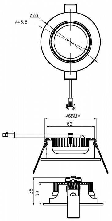 Встраиваемый светильник Deko-Light COB 68 5 Вт 2700 К черный 565264