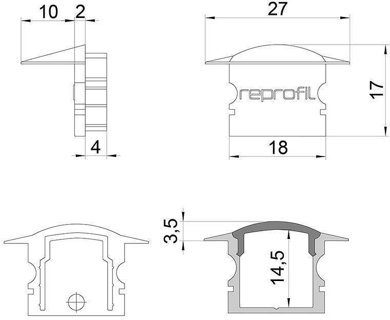 Набор заглушек для профиля Deko-Light F-ET-02-12 серебристый (10 шт) 978640