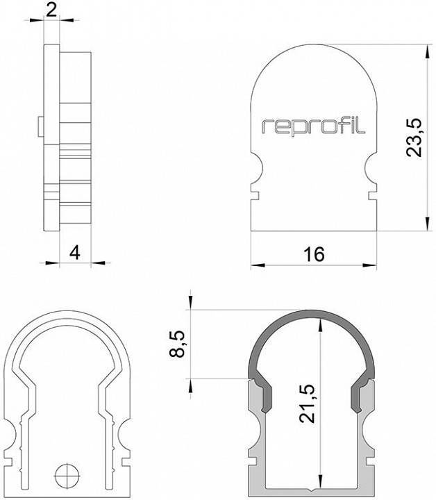 Набор заглушек для профиля (10 шт.) Deko-Light R-AU-02-10 черный 979522