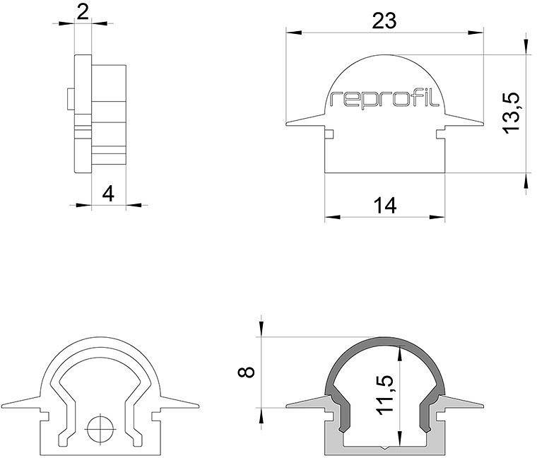 Набор заглушек для профиля (10 шт.) Deko-Light R-ET-01-08 черный 979622