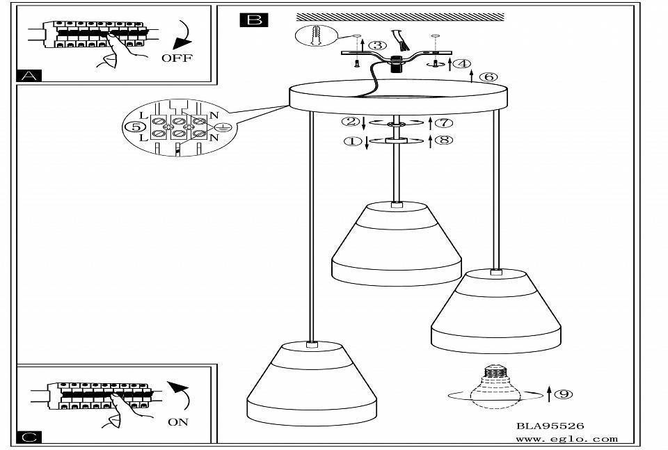 Подвесной светильник Eglo Tarega 3хE27 бетон/дерево 95526
