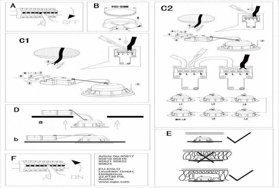 Набор встраиваемых светильников Eglo Pineda 95821