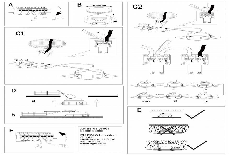 Встраиваемый светильник Eglo Pineda 95861