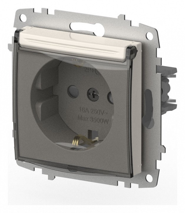 Розетка с заземлением и со шторкой, без рамки с крышкой Elbi Eleсtriс Zena Vega 609-010200-219