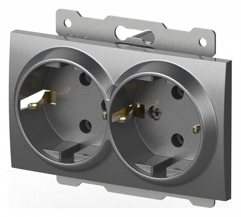 Розетка двойная с заземлением, без рамки Elbi Eleсtriс Zena Vega 609-011000-907