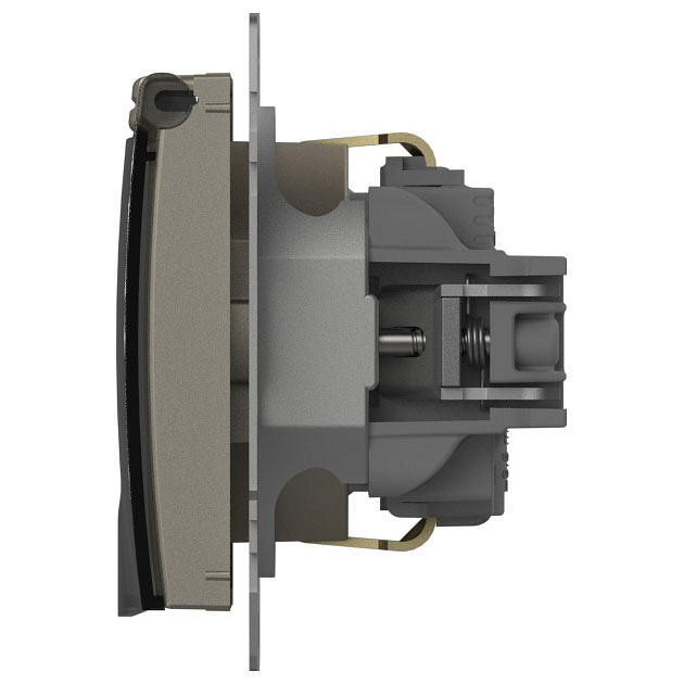 Розетка с заземлением и со шторкой, без рамки с крышкой Elbi Eleсtriс Zena Vega 609-011400-219