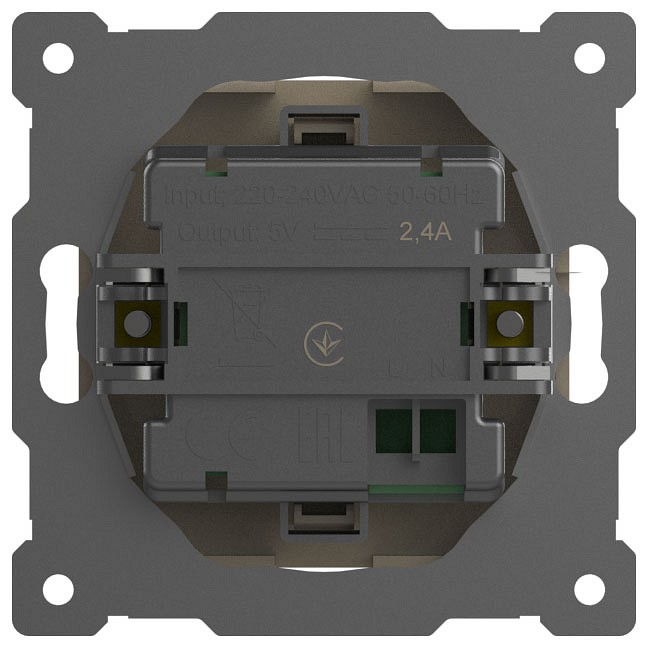 Розетка 2хUSB type A без рамки Elbi Eleсtriс Zena Vega 609-012500-143