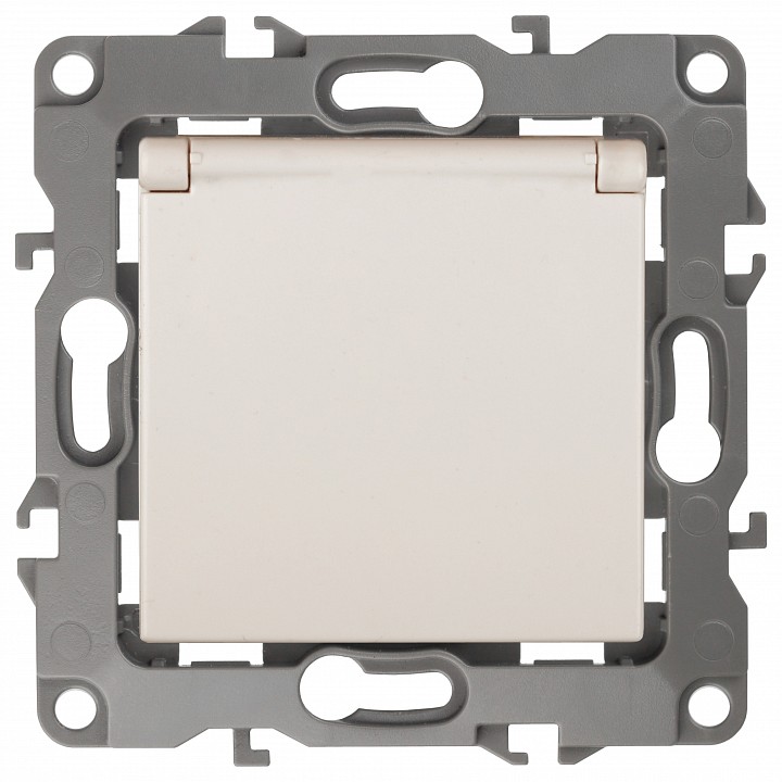 Розетка с заземлением и со шторкой, без рамки с крышкой Эра Эра 12 12-2103-02