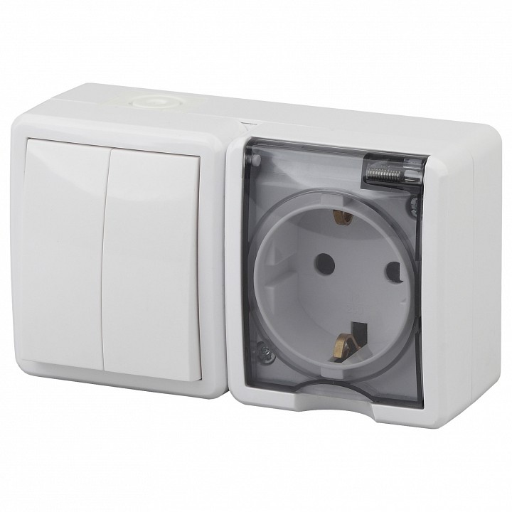 Блок с розеткой и выключателем Эра Эра Эксперт 11-7402-01