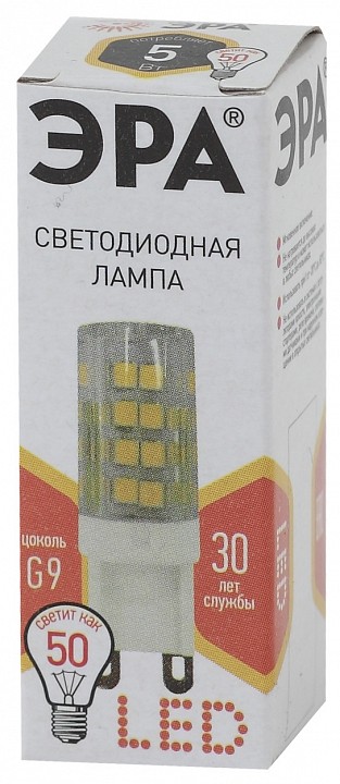 Лампа светодиодная Эра Стандарт LED JCD-5W-CER-827-G9