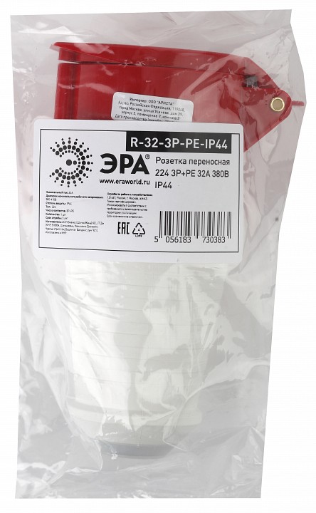 Розетка с заземлением ЭРА R-32-3P-PE-IP44