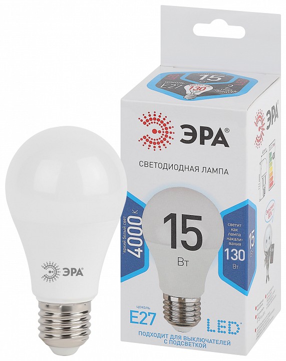 Лампа светодиодная Эра Стандарт LED A60-15W-840-E27