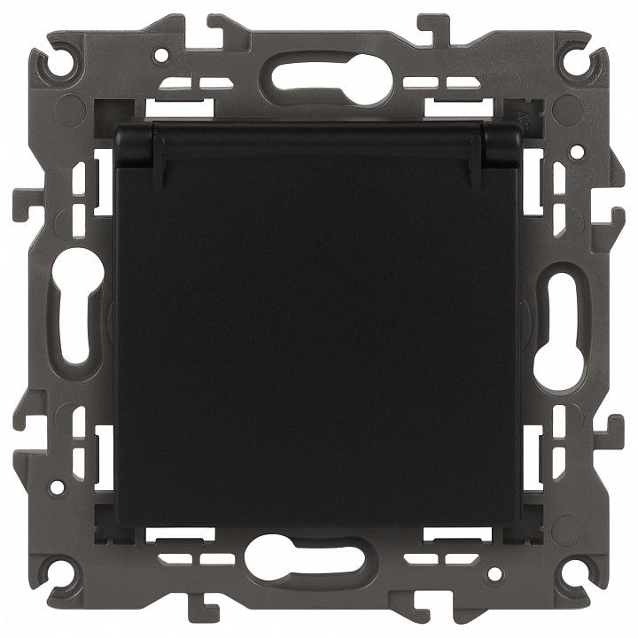 Розетка с заземлением и со шторкой, без рамки с крышкой Эра Эра Elegance 14-2103-05