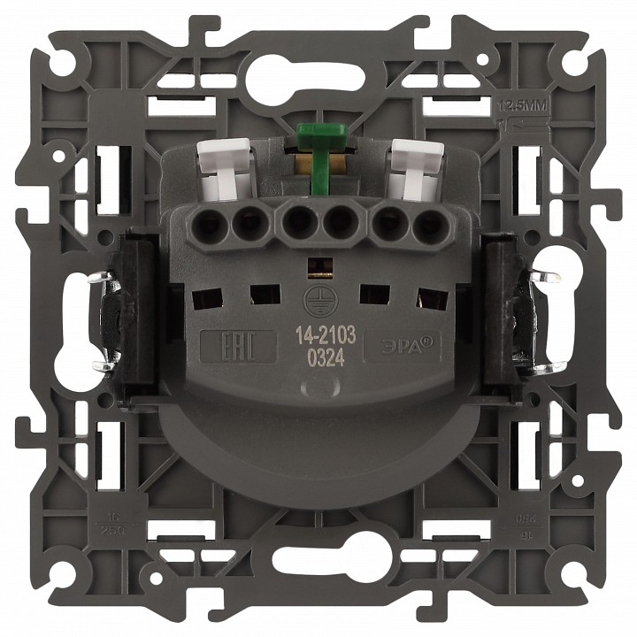 Розетка с заземлением и со шторкой, без рамки с крышкой Эра Эра Elegance 14-2103-05