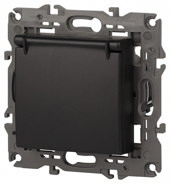 Розетка с заземлением и со шторкой, без рамки с крышкой Эра Эра Elegance 14-2103-05