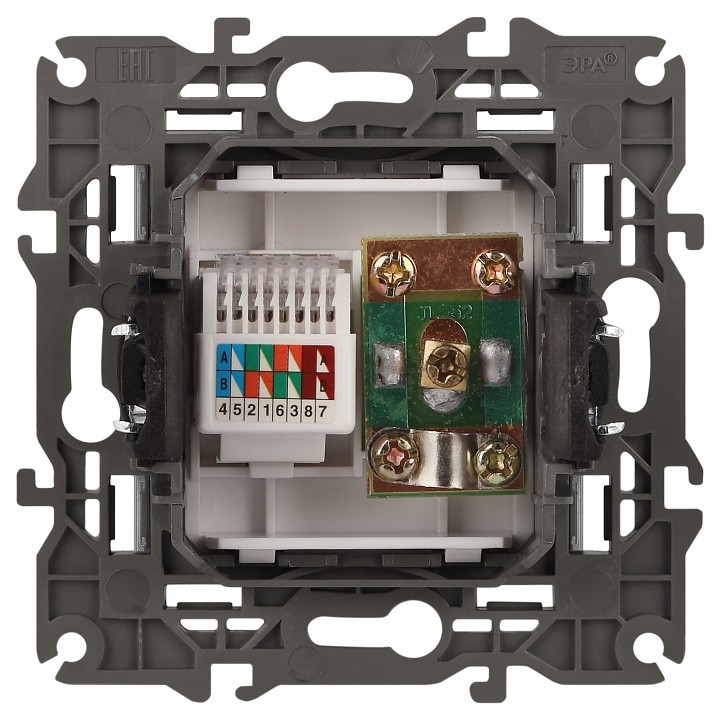 ТВ-розетка и розетка Ethernet RJ-45 без рамки Эра Эра Elegance 14-3110-03