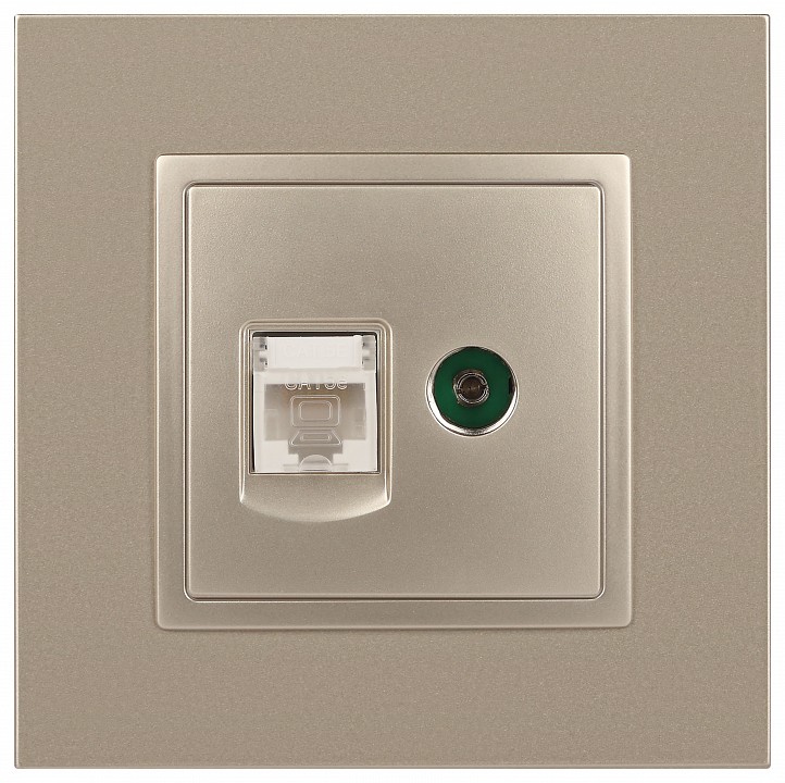 ТВ-розетка и розетка Ethernet RJ-45 без рамки Эра Эра Elegance 14-3110-04