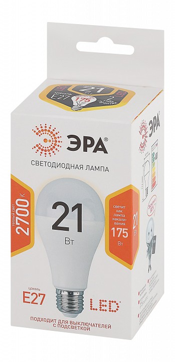 Лампа светодиодная Эра Стандарт LED A65-21W-827-E27