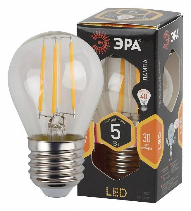 Лампа светодиодная филаментная ЭРА F-LED A60 5 Вт E27 2700 K Б0043438