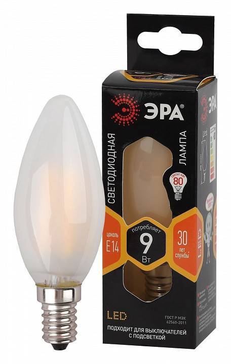 Лампа светодиодная ЭРА E14 9 Вт 2700 K свеча Б0046992