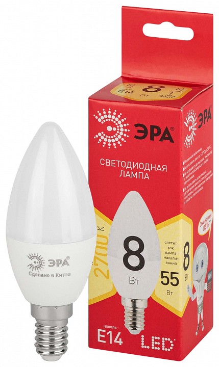 Лампа светодиодная Эра  LED B35-8W-827-E14 R