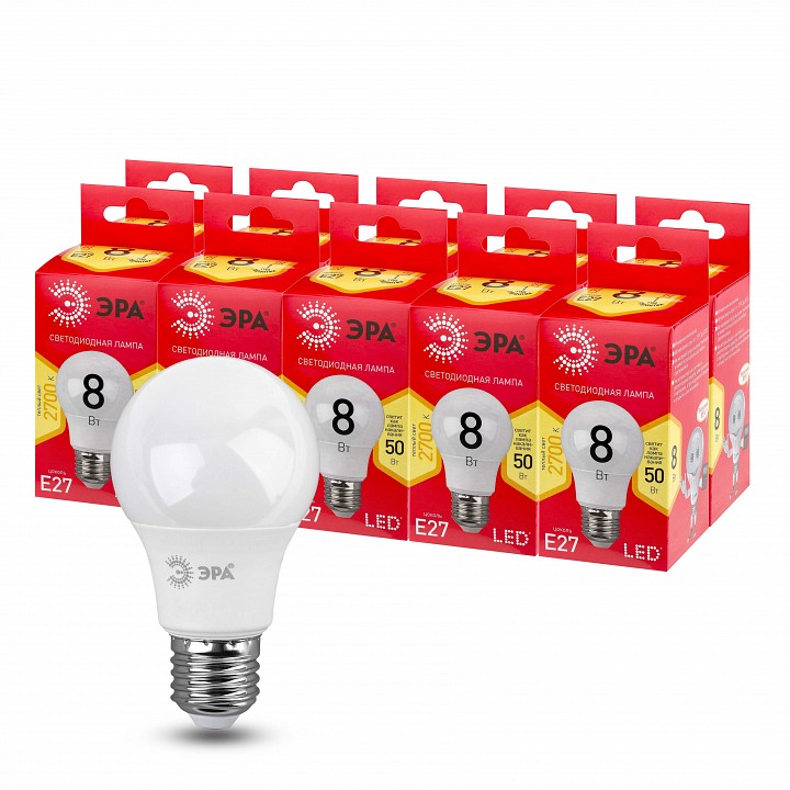 Лампа светодиодная Эра  LED A55-8W-827-E27 R