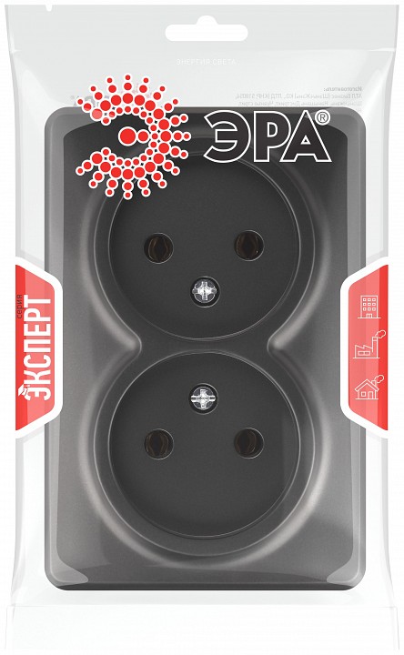 Розетка двойная без заземления Эра Эра Эксперт 11-2202-05