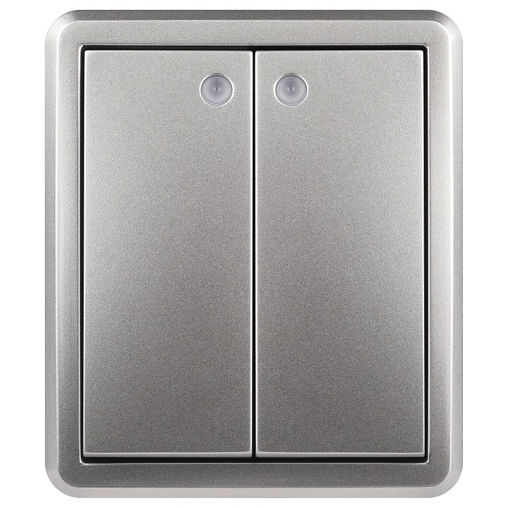 Выключатель двухклавишный с подсветкой Эра Эра Эксперт 11-1205-03