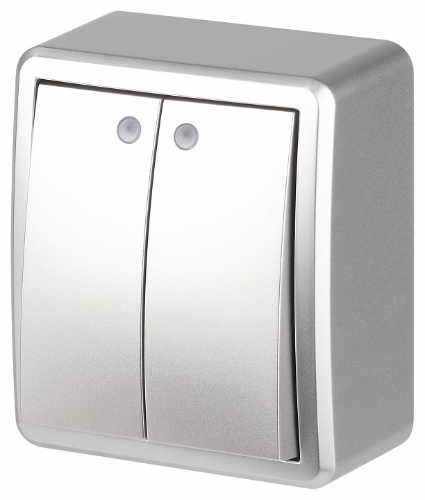 Выключатель двухклавишный с подсветкой Эра Эра Эксперт 11-1205-03