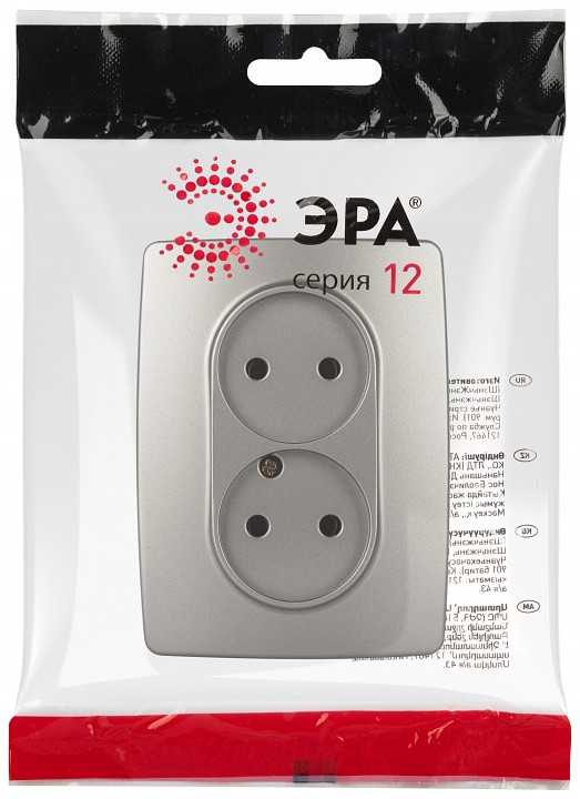 Розетка двойная без заземления Эра Эра 12 12-2107-16
