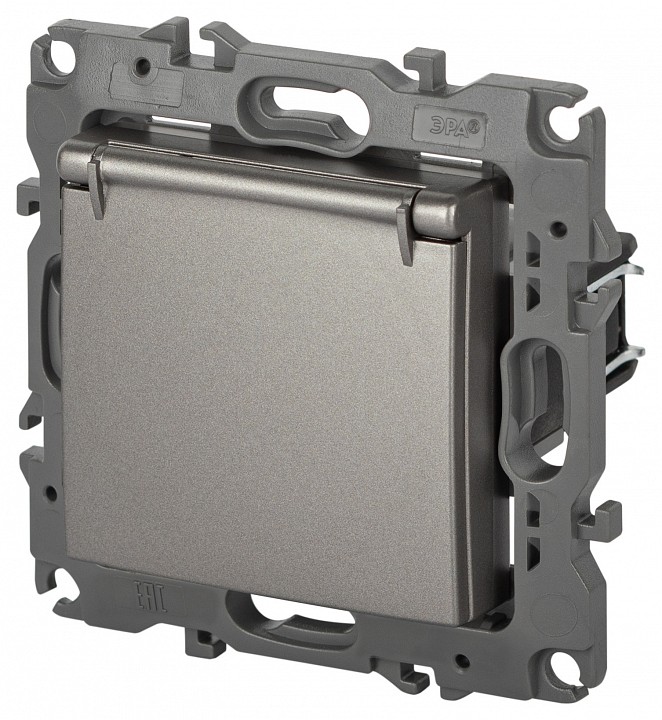 Розетка с заземлением и со шторкой, без рамки с крышкой Эра Эра 12 12-2103-16