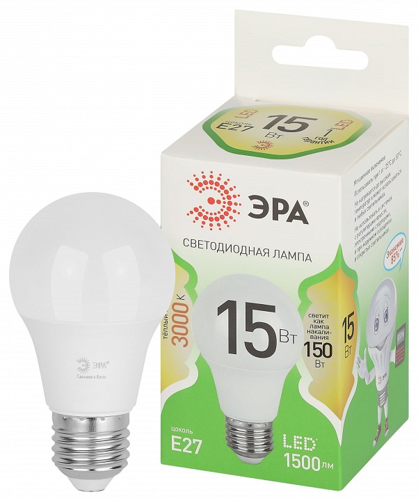 Лампа светодиодная Эра Green Line LED A60-15W-830-E27 GL