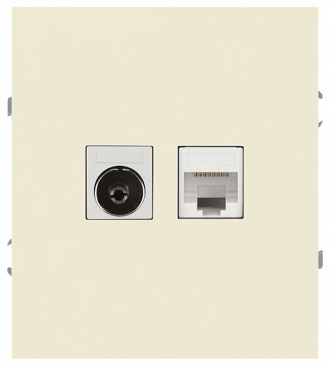 ТВ-розетка и розетка Ethernet RJ-45 без рамки Эра Arktik Б0070495