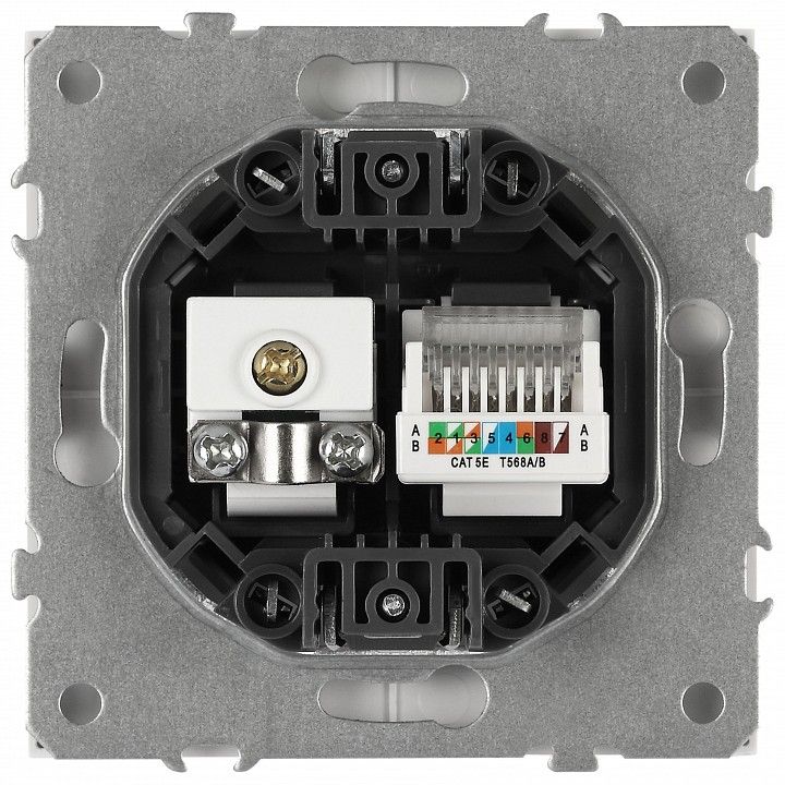 ТВ-розетка и розетка Ethernet RJ-45 без рамки Эра Galaxy 15-3110-01