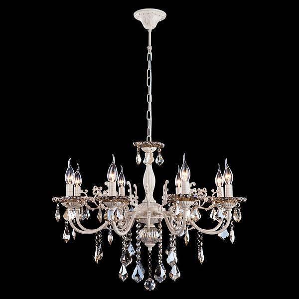 Подвесная люстра Eurosvet Elisha 3281/8 белый с золотом/тонированный хрусталь Strotskis