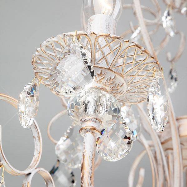 Подвесная люстра Eurosvet Alda белый с золотом хрусталь Strotskis 3305/12