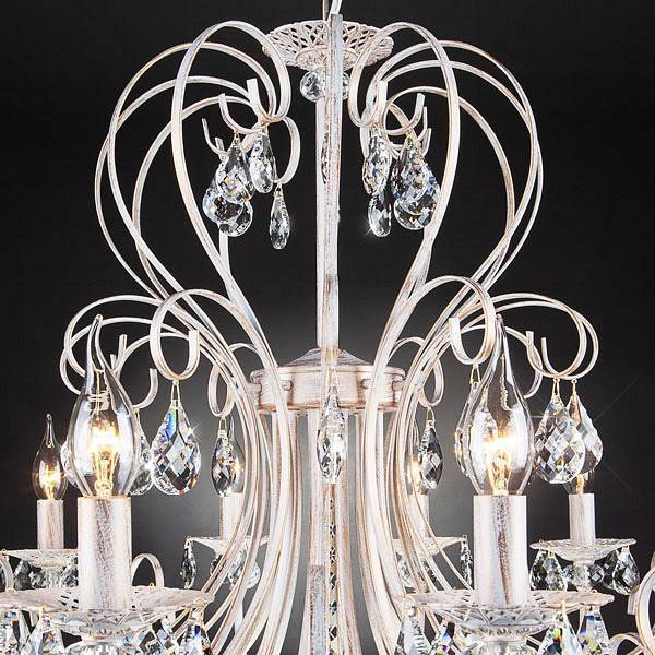 Подвесная люстра Eurosvet Alda белый с золотом прозрачный хрусталь Strotskis 3305/12