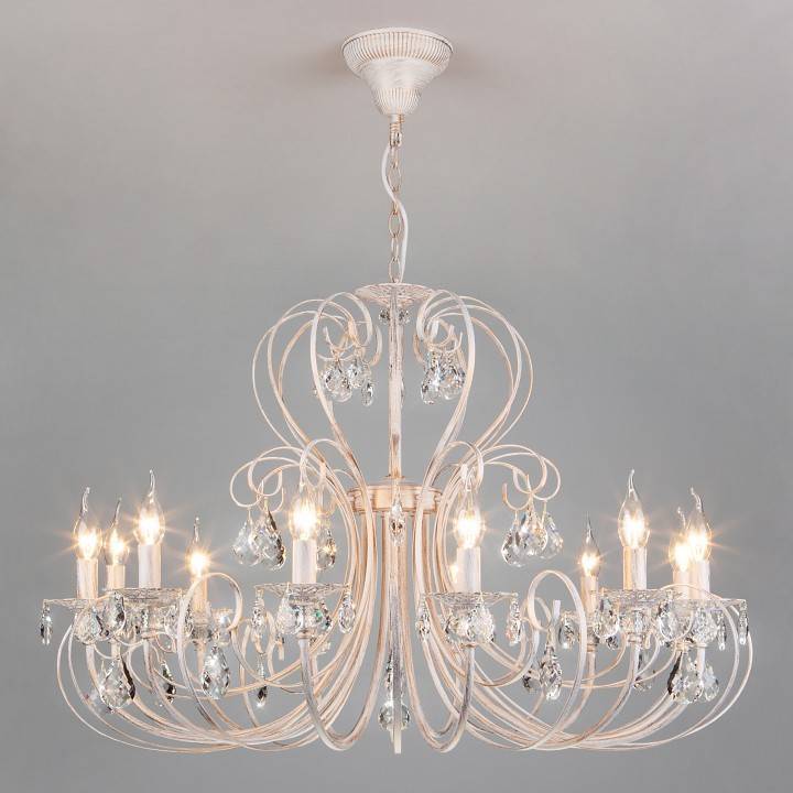 Подвесная люстра Eurosvet Alda 3305/12 белый с золотом прозрачный хрусталь Strotskis 3305/12