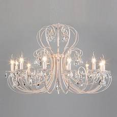 Подвесная люстра Eurosvet Alda 3305/12 белый с золотом прозрачный хрусталь Strotskis 3305/12