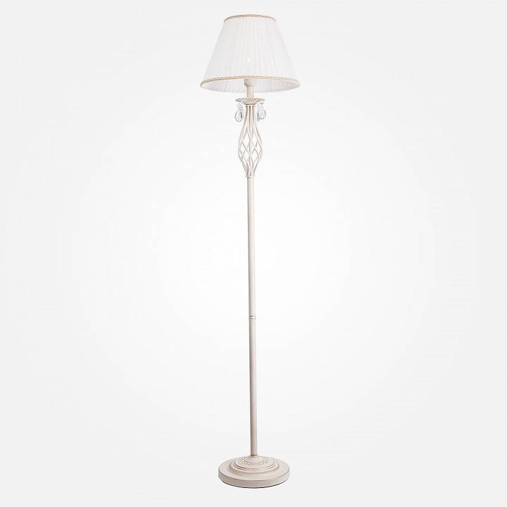 Торшер Eurosvet Amelia белый с золотом прозрачный хрусталь Strotskis 10073/1